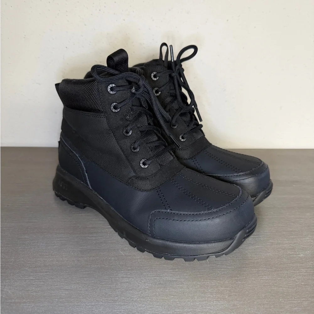 UGG Men's Emmett Duck Boots Waterproof Snow Black Leather High Top Size US 8